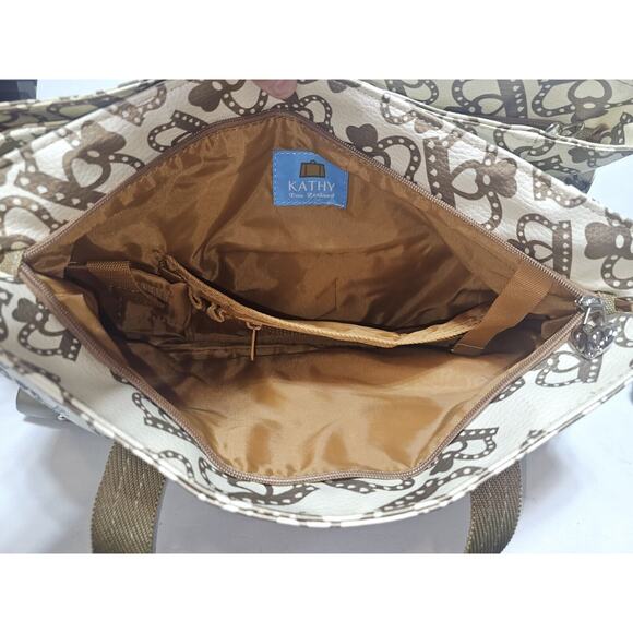 Kathy Van Zeeland Y2K Carry On Crown Duffel Bag Suitcase Vintage Gold/Cream - Picture 9 of 16